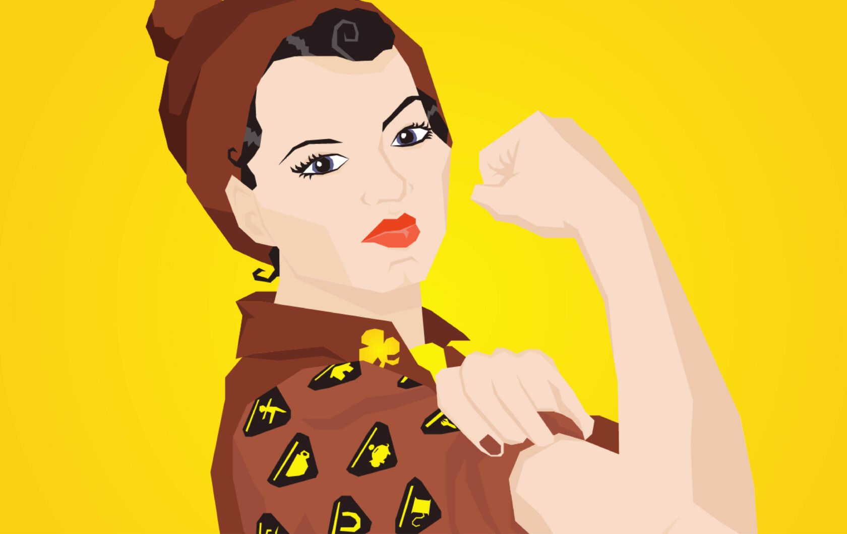Editorial illustration of a Brownie posing like Rosie the Riveter by Swaddle//Creative for Standard Issue magazine